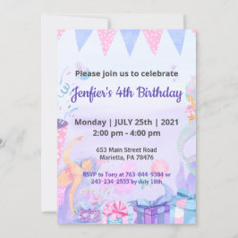 Lila Queen Baby Theme Geburtstag Einladung