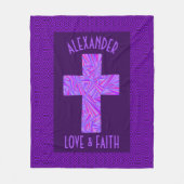 Lila queres christliches Symbol Z personalisiert Fleecedecke (Vorderseite)