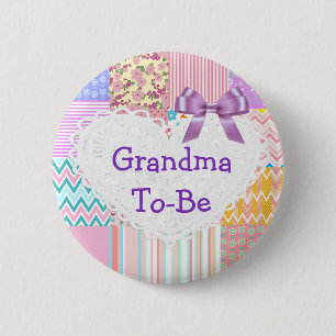 Lila Quilt Oma wird Babyparty-Button Button