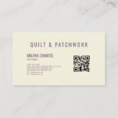 Lila Quilt-Patchwork-Handmade Kleidung Visitenkarte (Rückseite)