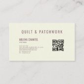 Lila Quilt-Patchwork-Handmade Kleidung Visitenkarte (Rückseite)