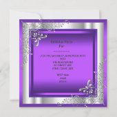 Lila Quinceanera 15 Silver Tiara Eiffelturm Einladung (Rückseite)