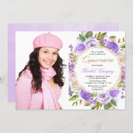 Lila Quinceanera Blumenlavender lila Foto Einladung