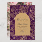 lila Quinceanera-Fotokarte Save The Date (Vorne/Hinten)