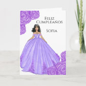 Lila Quinceanera Geburtstagskarte Karte (Vorderseite)