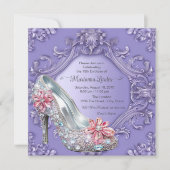 Lila Quinceañera Geburtstagspartei Einladung (Vorderseite)