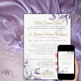 Lila Quinceañera Mis Quince Años Einladung