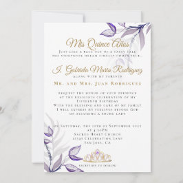 Lila Quinceañera Mis Quince Años Follaje Morado Einladung