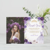 Lila Quinceañera Princess Dress Dankeschön Karte (Stehend Vorderseite)