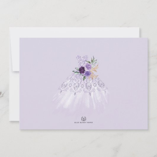 Lila Quinceañera Princess Dress Dankeschön Karte (Rückseite)