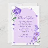 Lila Quinceañera-Rose und Schmetterlinge Foto Dankeskarte (Vorderseite)