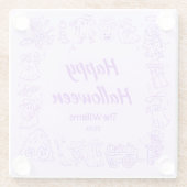 Lila Quirky Hand Drawn Scribles Halloween Glasuntersetzer (Rückseite)