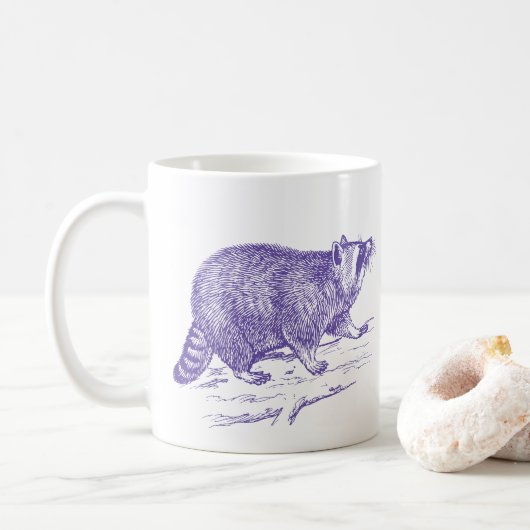 Lila Raccoon Illustration Tasse (Mit Donut)