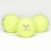 Lila Racquets mit Name Personalisiert Tennisbälle (Multi)