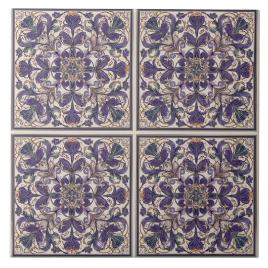 Lila radiale Art Deco Fliese (Vorderseite)