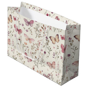 Lila Rahm Schmetterlinge Floral Geburtstag Große Geschenktüte