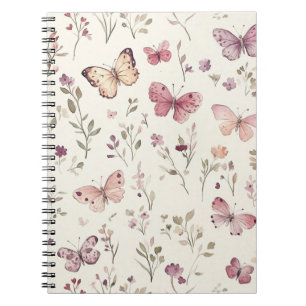 Lila Rahm Schmetterlinge Floral Notizblock
