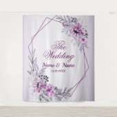 Lila Rahmen für Hochzeitsparty, rosa Blumenmuster Wandteppich (Vorderseite)