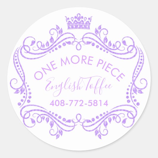 Lila Rahmen mit Kronen und Wirbel Runder Aufkleber (Vorderseite)