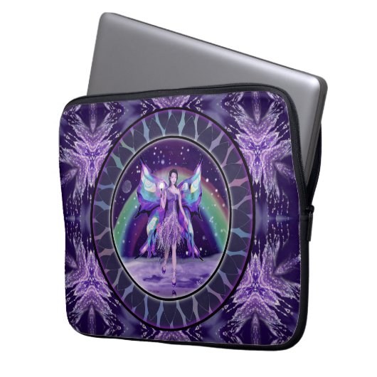 Lila Rain Fairy Laptopschutzhülle (Vorderseite Links)