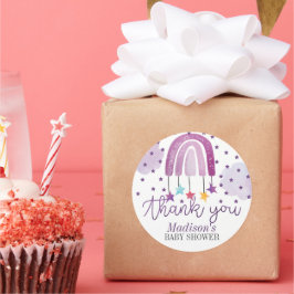Lila Rainbow Baby Showpastel Vielen Dank Runder Aufkleber