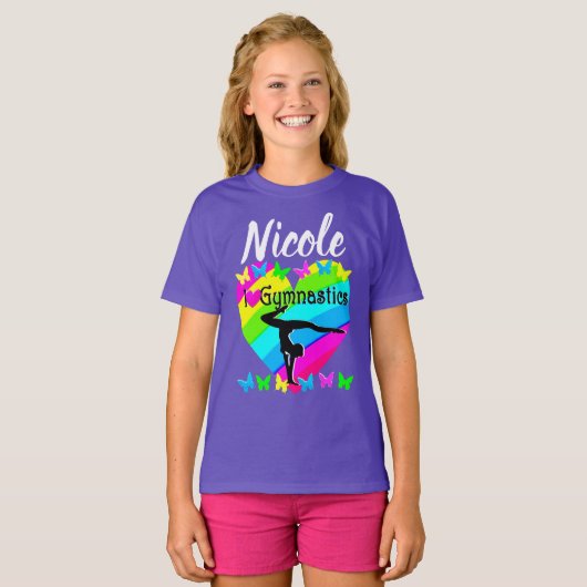 LILA RAINBOW I LIEBE GYMNASTICS-DESIGN T-Shirt (Vorne ganz)