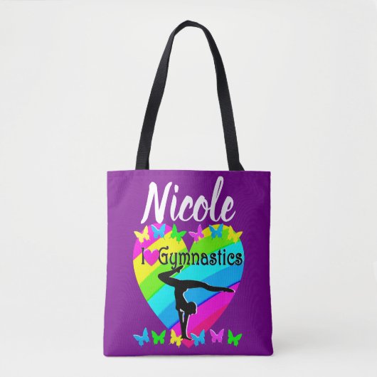 LILA RAINBOW I LIEBE GYMNASTICS-DESIGN TASCHE (Vorderseite)