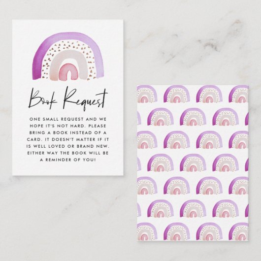 Lila Rainbow-Kinderdusche Buchungsanfrage Begleitkarte (Vorne/Hinten)
