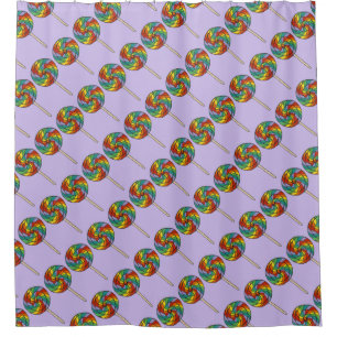 Lila Rainbow Lollipop Candy Sweet Lollies Duschvorhang