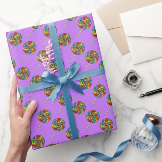 Lila Rainbow Lollipop Lollies Candy Store Süßigkei Geschenkpapier (Schenken)