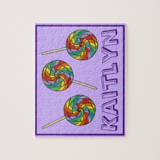Lila Rainbow Lollipop Pop Candy Child Puzzle (Vertikal)