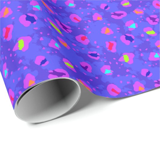 Lila Rainbow Neon Leopard-Papier Geschenkpapier (Rolleneckpunkt)