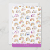 Lila Rainbow Stars erste Geburtstagsparty Einladung (Rückseite)