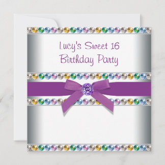 Lila Rainbow Sweet 16 Party Einladung