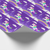 Lila Rainbow Unicorn Geschenkpapier (Ecke)
