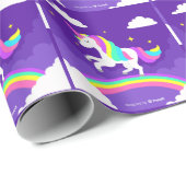 Lila Rainbow Unicorn Geschenkpapier (Rolleneckpunkt)