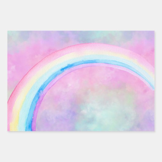 Lila Rainbow Unicorn Geschenkpapier Set (Vorderseite 2)