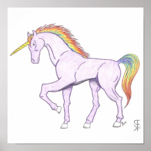 Lila Rainbow Unicorn Poster (Vorne)