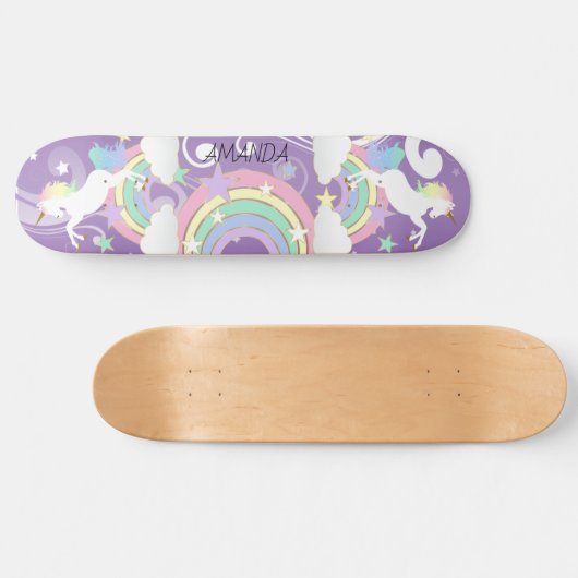 Lila Rainbow Unicorn Skateboard (Horizontal)