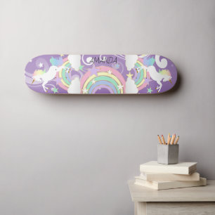 Lila Rainbow Unicorn Skateboard