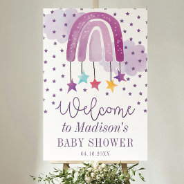 Lila Rainbow Welcome Baby Dusche Poster