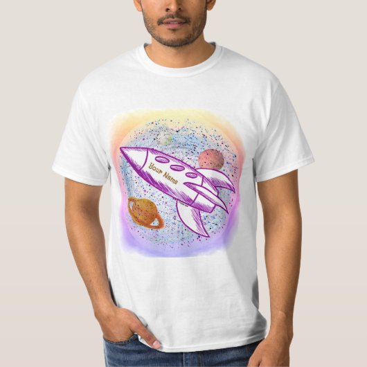 Lila Rakete T-Shirt (Vorderseite)