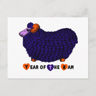 Lila Ram Chinese New Year Zodiac Postcard Feiertagspostkarte