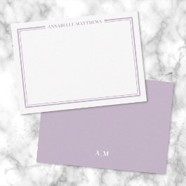 Lila Rand Minimalistischer Namensmonogramm Mitteilungskarte