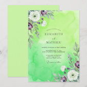 Lila Ranunculus Eukalyptus Hochzeit Einladung (Vorne/Hinten)