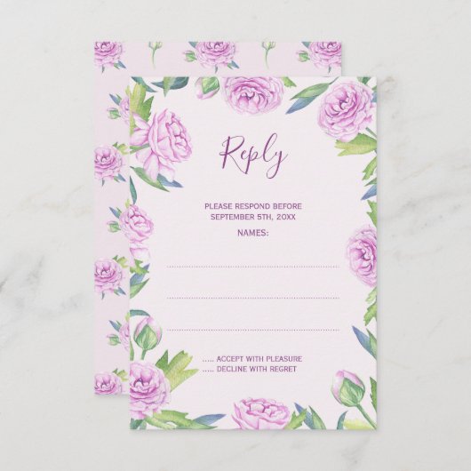 Lila Ranunculus Frühjahrskarten RSVP Karte (Vorne/Hinten)
