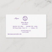 lila Rauch auf schwarzer Visitenkarte (Rückseite)