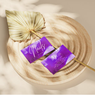 Lila Rauchen und Neon Nail Artist Nail Tech Visitenkarte