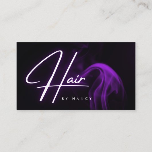 Lila Rauchsaal Neon Hair Visitenkarte (Vorderseite)