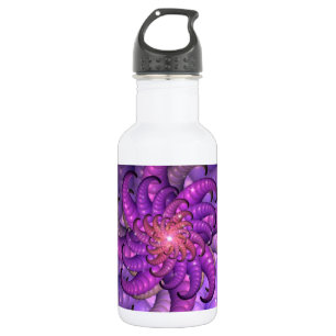 Lila Raum Anemone Fraktal Abstrakte Kunst Trinkflasche